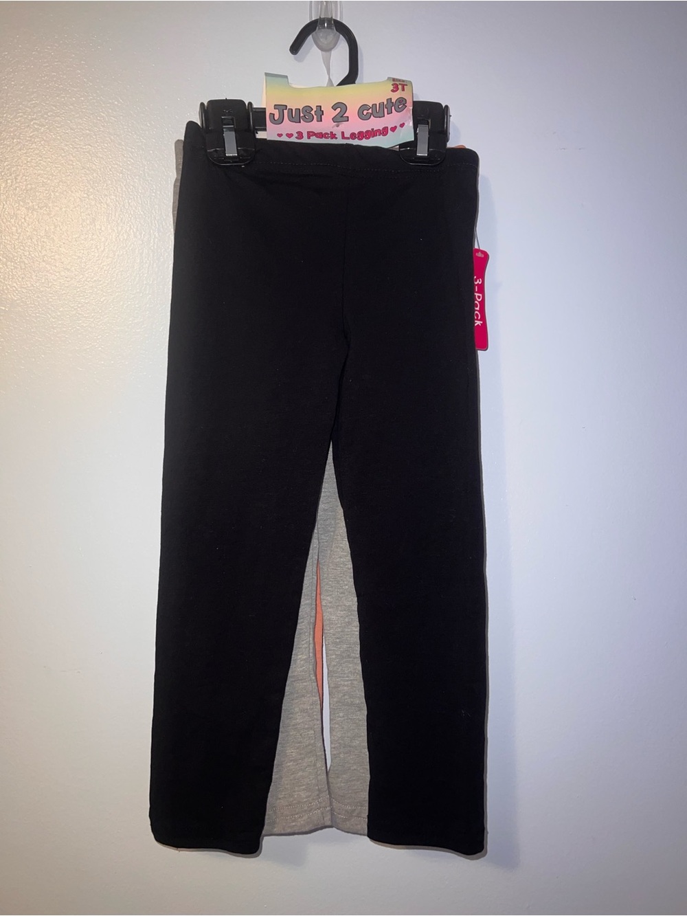 Girls Leggings Bundle Three Pack  (Black, Gray, Coral) - NWT - 3T